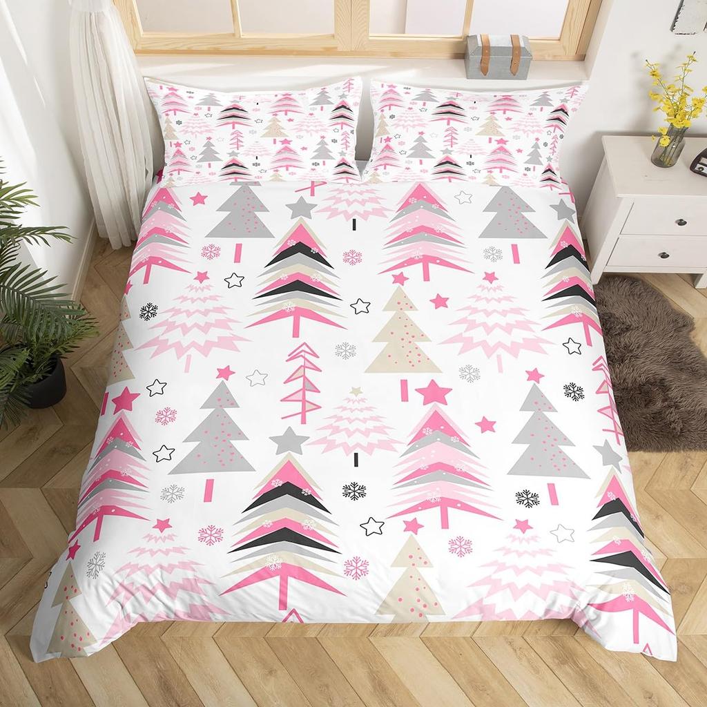 Merry Christmas Duvet Cover Twin Queen Christmas Tree Snowman Bedding Set For Kids Boy Girl Teen Gingerbread Man Comforter Cover