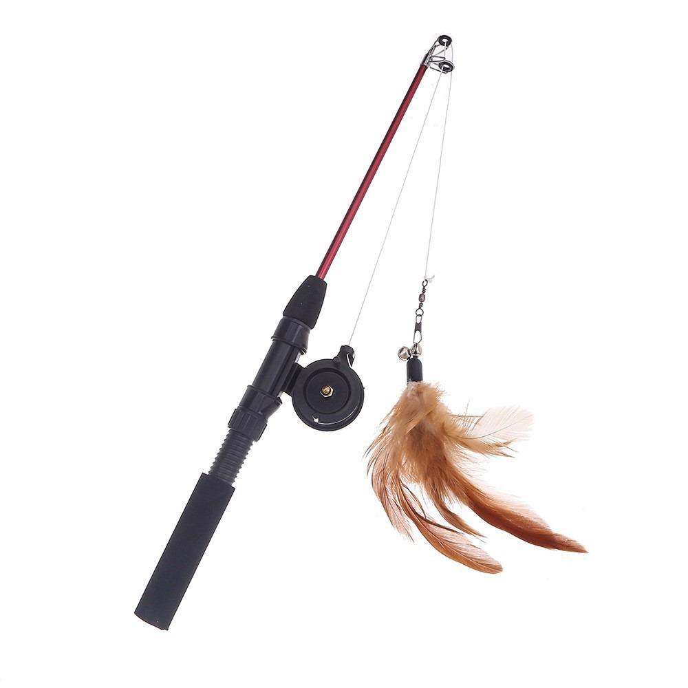 Creative Retractable Cat Teaser Wand Ultra-Long Cat Feather Fishing Rod Refills Cat Fishing Pole for Kitten Cat