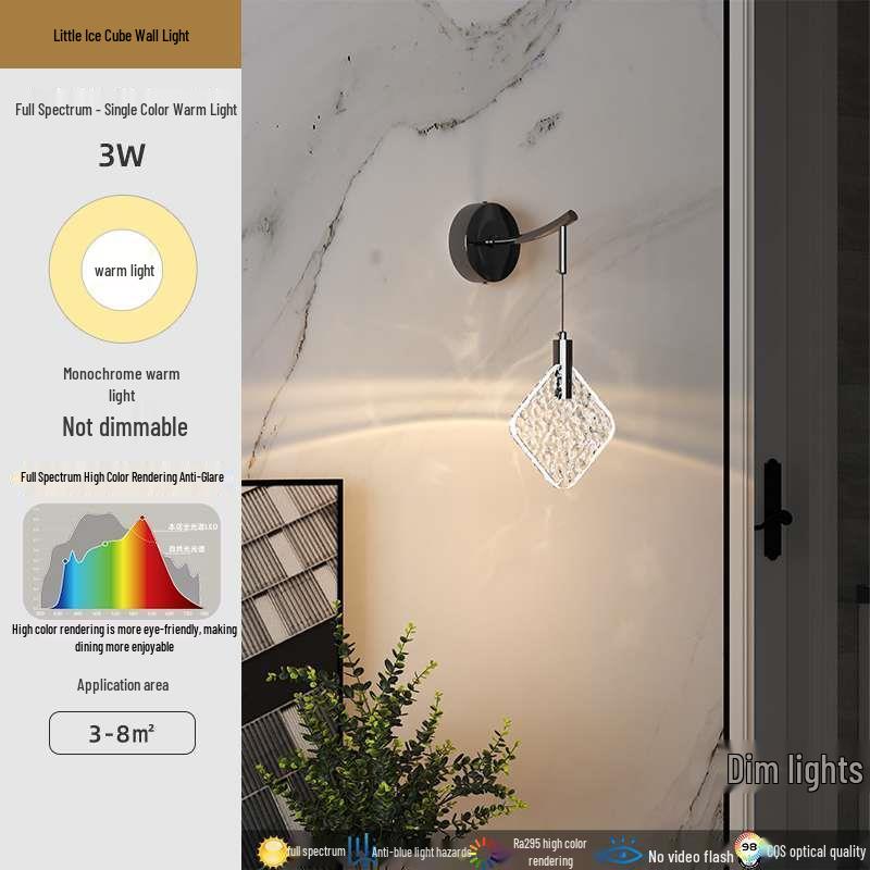 

2024 Crystal Ice Cube Wall Lamp – Luxury Bedroom & Living Room Decor