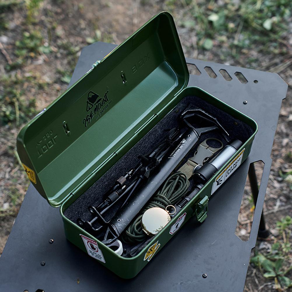 Portable Camping Picnic Hand Box Metal Tools Storage Box Outdoor Tools Storage Box with Handle Sundries Storage Box