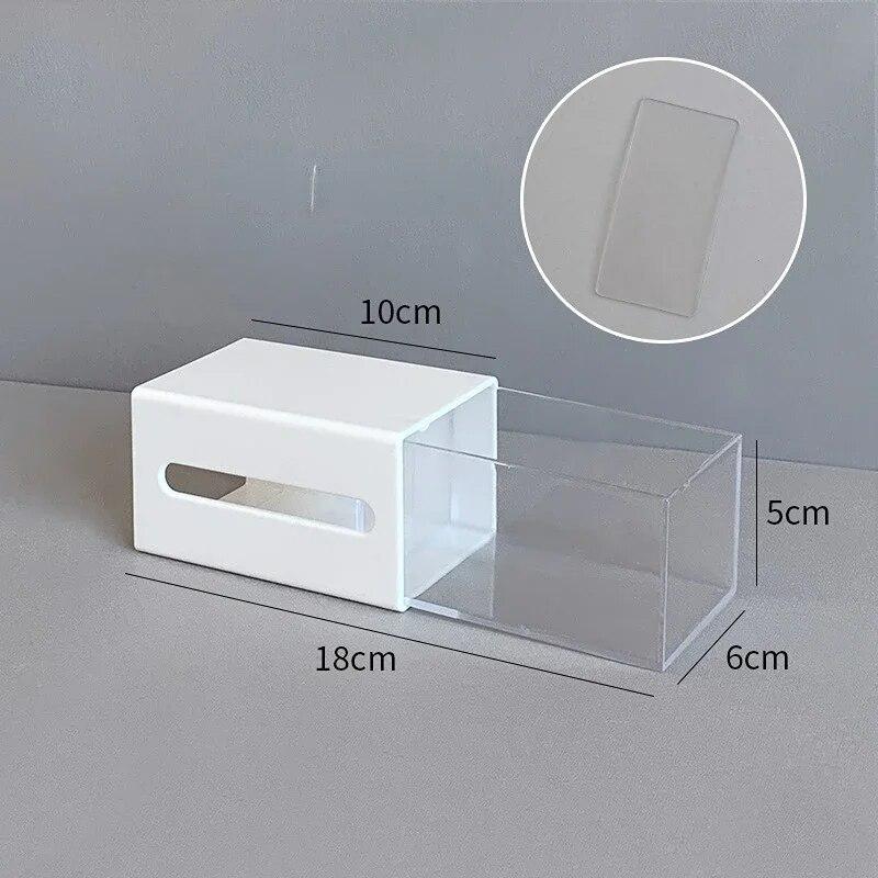 1pc Wall Mounted Storage Box Bathroom Cosmetic Cotton Swabs Jewelry