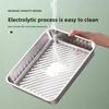 Stainless Steel Dumpling Plate with Lid, Rice Plate, Rectangular Tray, Barbecue Plate, Vegetable Plate