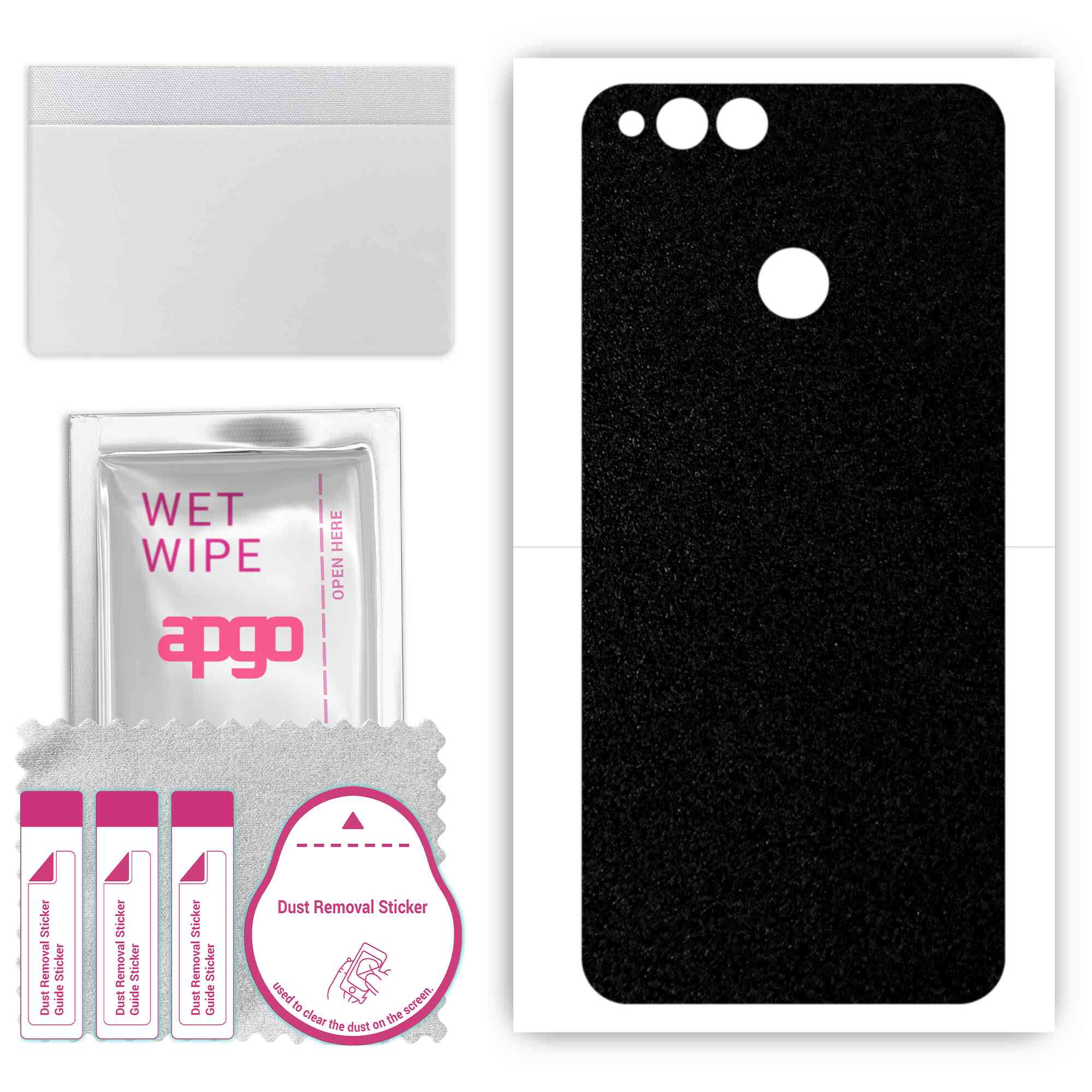 

apgo Protective Skin Sticker for the back compatible with Honor 7X, Wrap Film, Foil, Vinyl - Pattern Matte Black