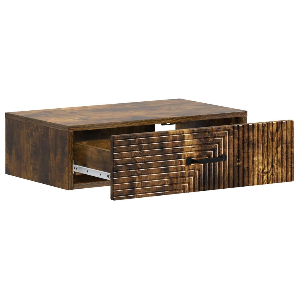 Wall Mounted Side Table Smoked Oak Wood Based Material