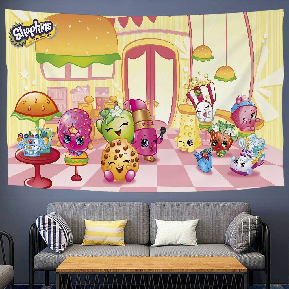 Cute SShopkins Anime Tapestry Wall Hanging Decoration Household Wall Hanging Home Decor