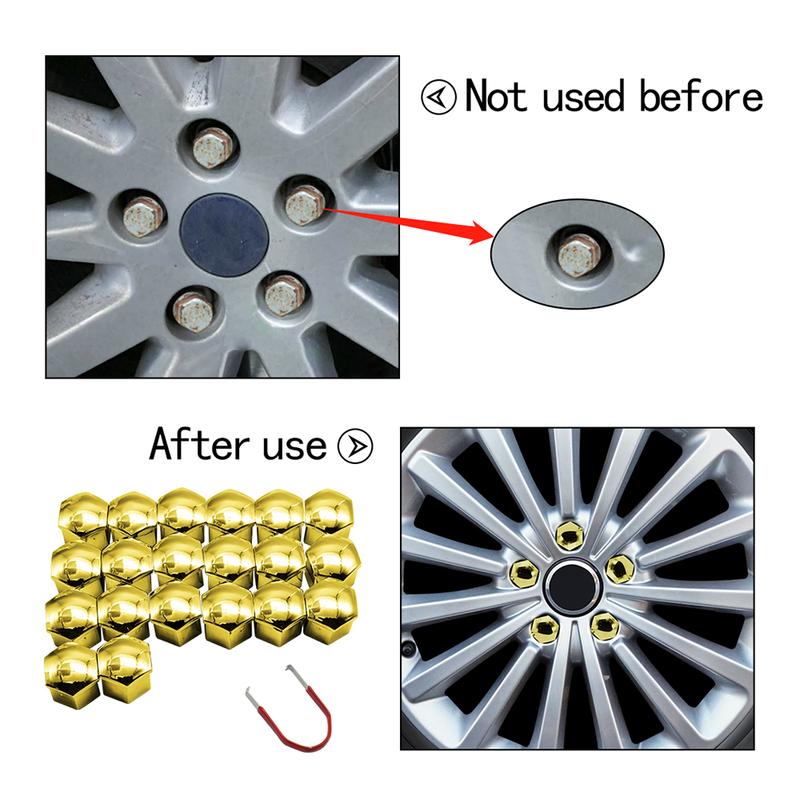 Juego de 20 Piezas 17 19 21 mm Tapas para Tuercas de Rueda de Coche Tapa Protectora para Tornillo de Cubo de Rueda de Coche Tapones para Pernos Llantas Accesorios Exteriores para Coche Cubierta Antipolvo Antioxidante