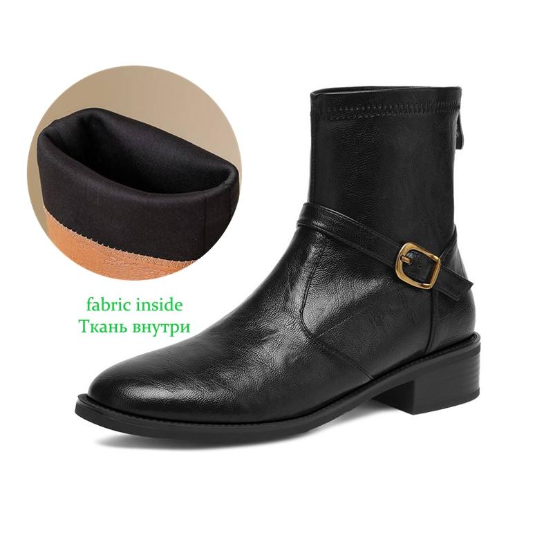 Krazing Pot Microfiber Winter Round Toe Western Boots Med Heels Zipper Women Metal Buckle British School Ankle Boots