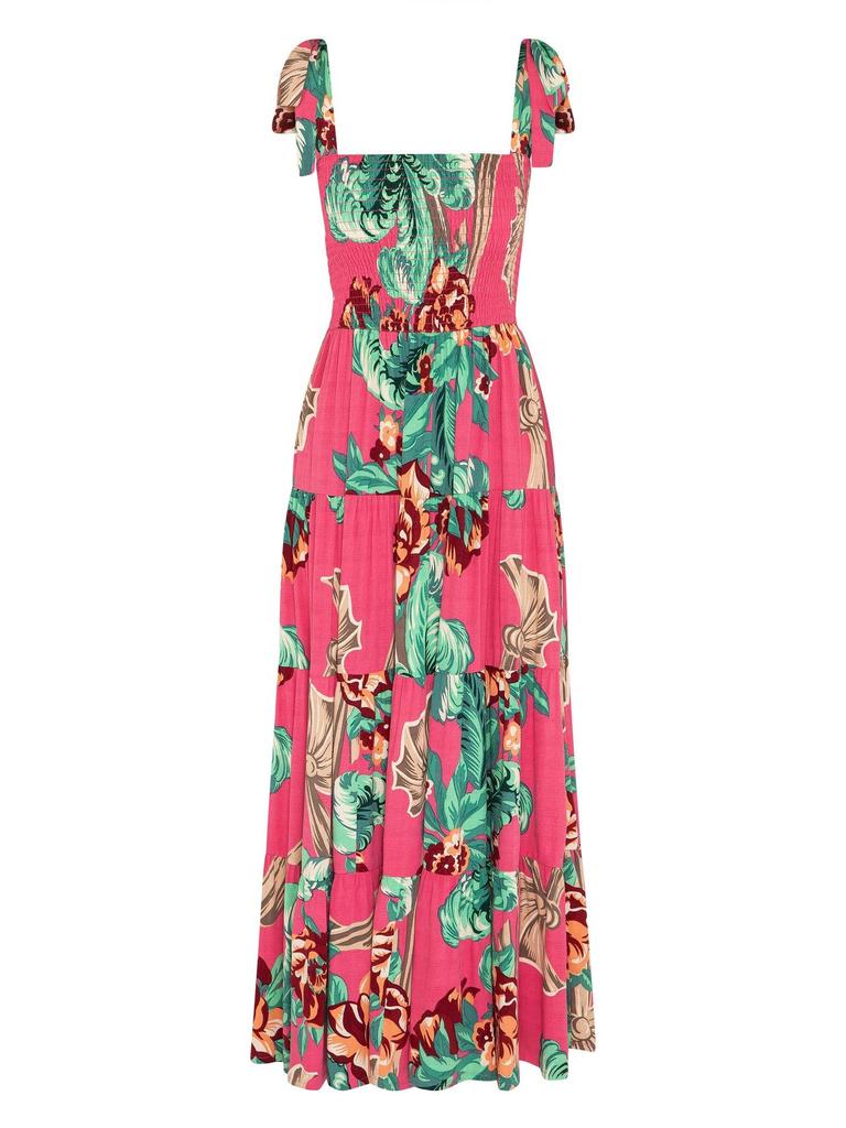 2025 Sommer Damen Ärmellos Hot Girl Print Langes Kleid