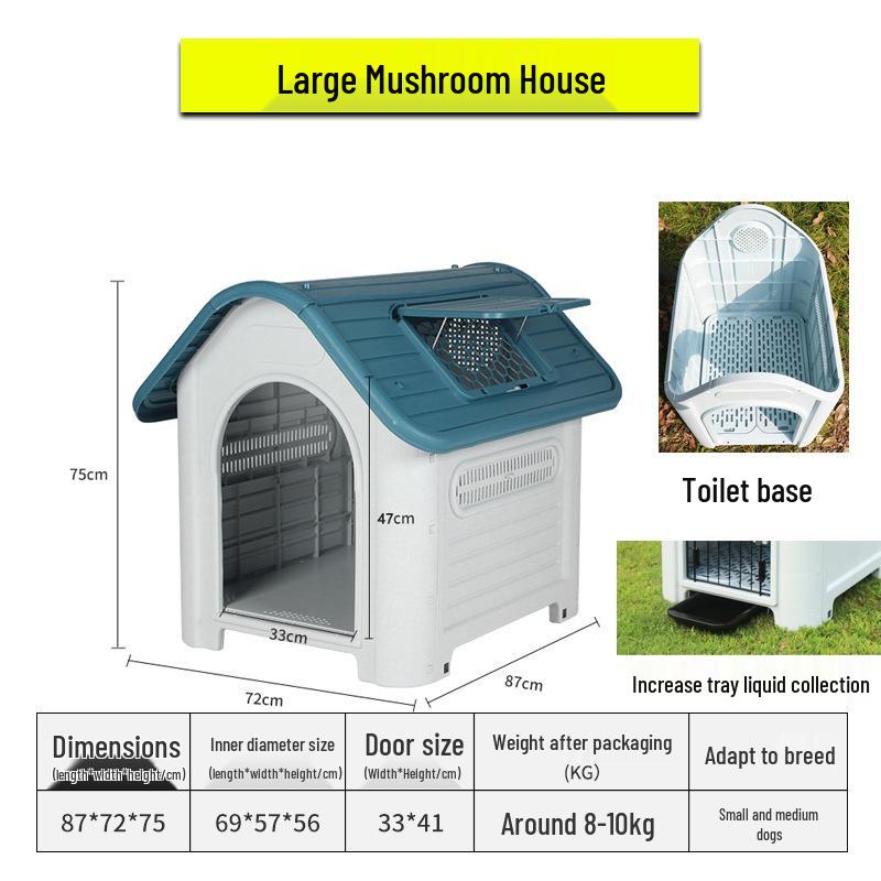 Rainproof Outdoor Dog Kennel for Medium & Large Dogs with Bed - Summer Cat Nest & Dog Cage Villa