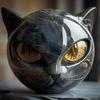 Black Cat Stone Figurine Resin Cat Head Healing Stone Marble Texture Cat Stone Keepsake Gift for Cat Lovers Women Men