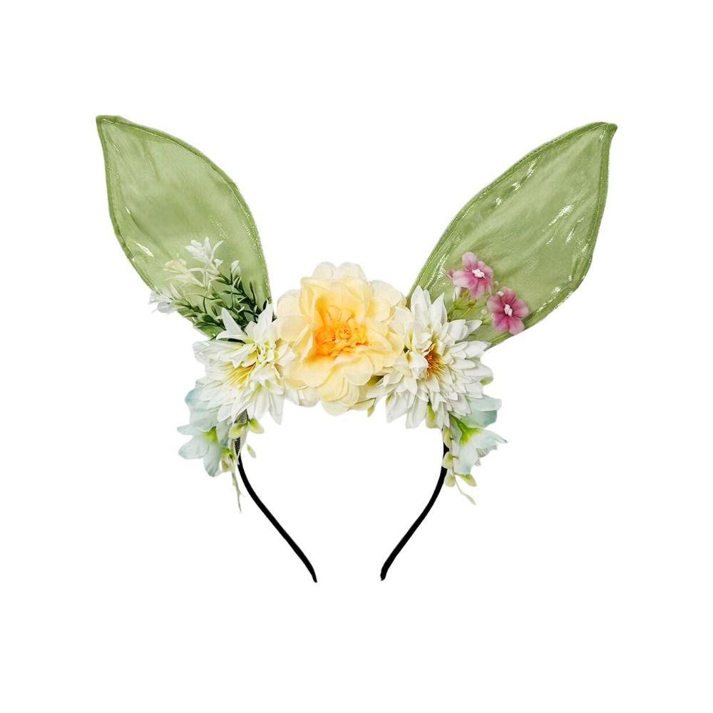 Colorful Rabbit Ears Headband Floral Bunny Ears Hair Hoop Sweet Easter Headwear Children