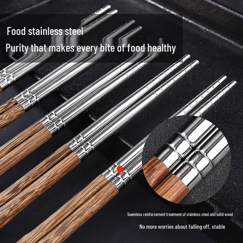 ChuyiQi Premium Wenge Wood Chopsticks with Copper Heads