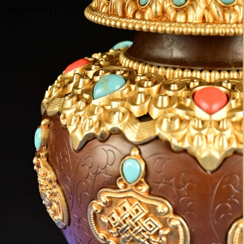 Pure Brass Mani Tibetan Gift Ornaments Feng Shui Accessories Living Room Desktop Home Decor Sacrifice Pray for Auspiciousness