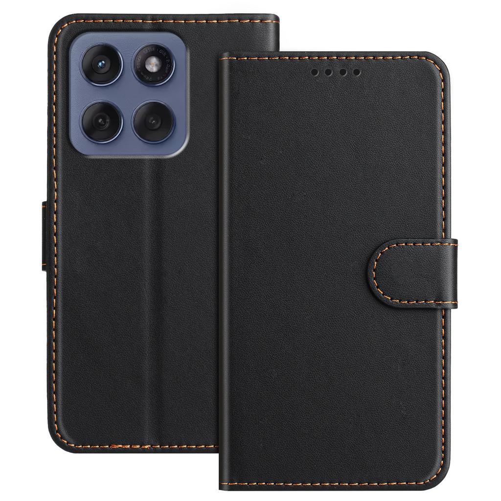 For Motorola Edge 60 Fusion 5G Leather Case Wallet Stand Solid Color Anti Drop Phone Cover