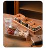 Compartmented Walnut Wood and Glass Snack Tray