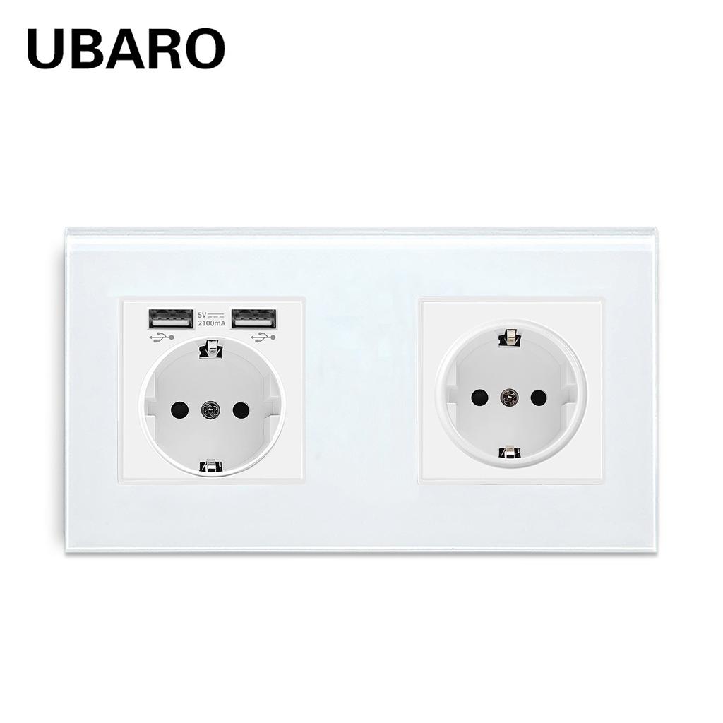 Bseed Europe Russia 16A Wall Power Socket White Black Grey Gold Crystal Glass Panel Plug Electrical Outlet for Home Improvemet