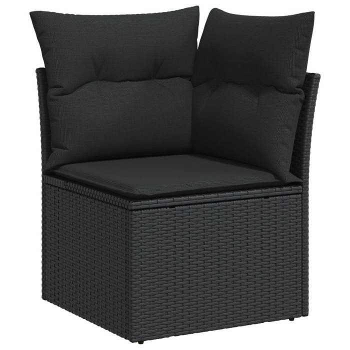 VidaXL Salon de Jardin avec Coussins 10 pcs, Canapés de Terrasse, Ensemble de Meubles de Patio, Mobilier d'Extérieur, Noir 3226104