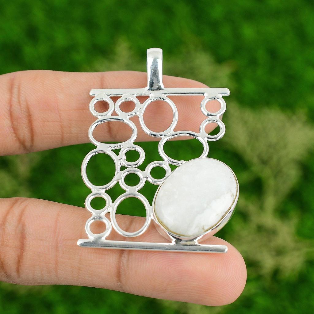 Daughters Day Sale Sterling Silver Crown Chakra White Quartz Gemstone Pendant