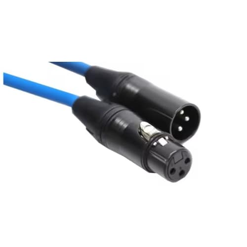 CLASSIC PRO 5.0m XLR (Male) to XLR (Female) Microphone Cable, 2-Core, 6.8mm Outer Diameter, Black Connector, Blue Cable