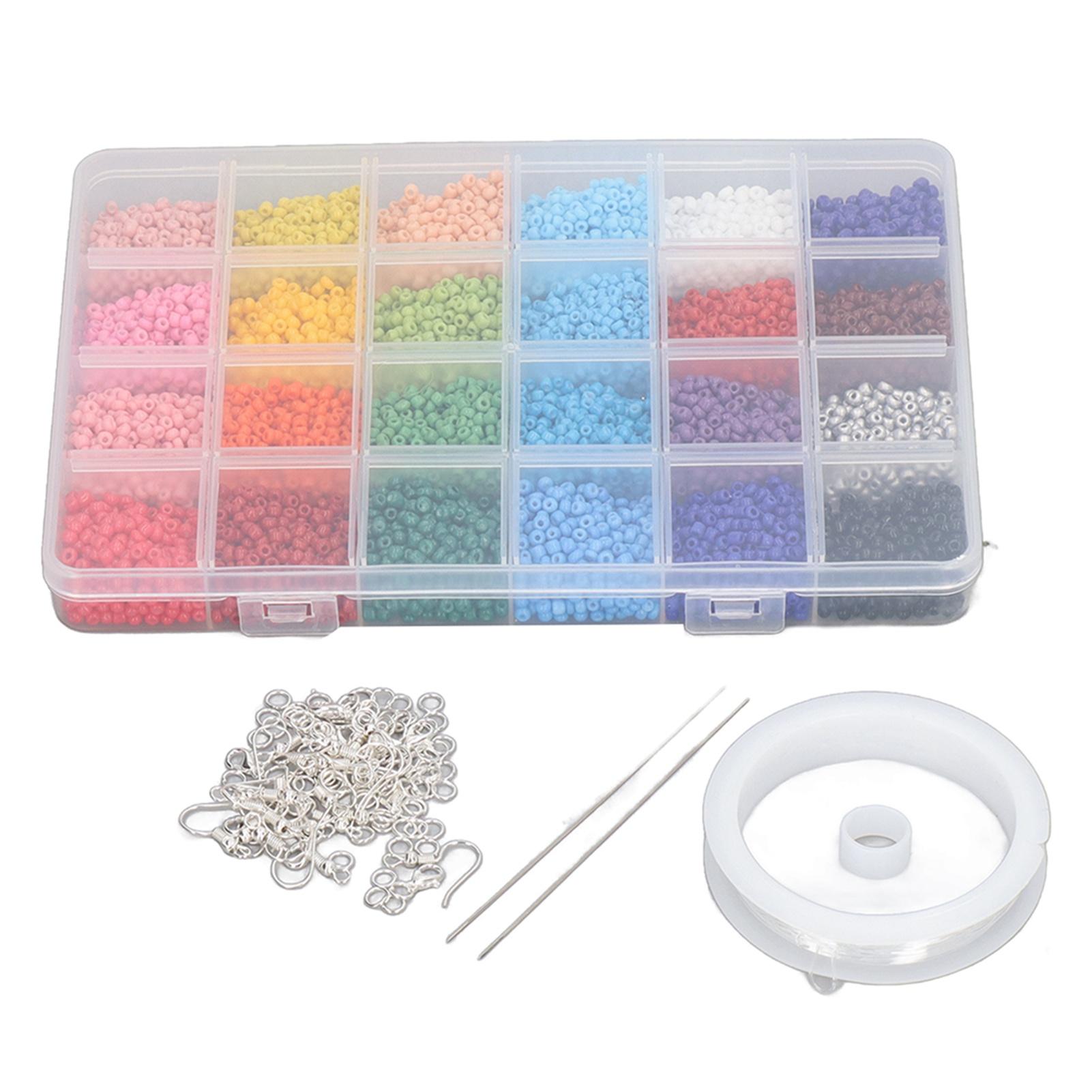 

Bracelet Beads 24 Grids 2mm Vivid Colors Durable Glass Wide Application Jewelry Beads for Bracelet Earrings Necklaces