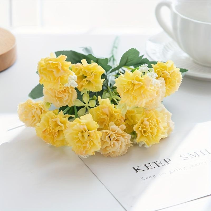 Artificial Carnation Flower Bouquet Vibrant Multicolor Fade Resistant Fake Flower For Home Wedding Garden Outdoor Decor