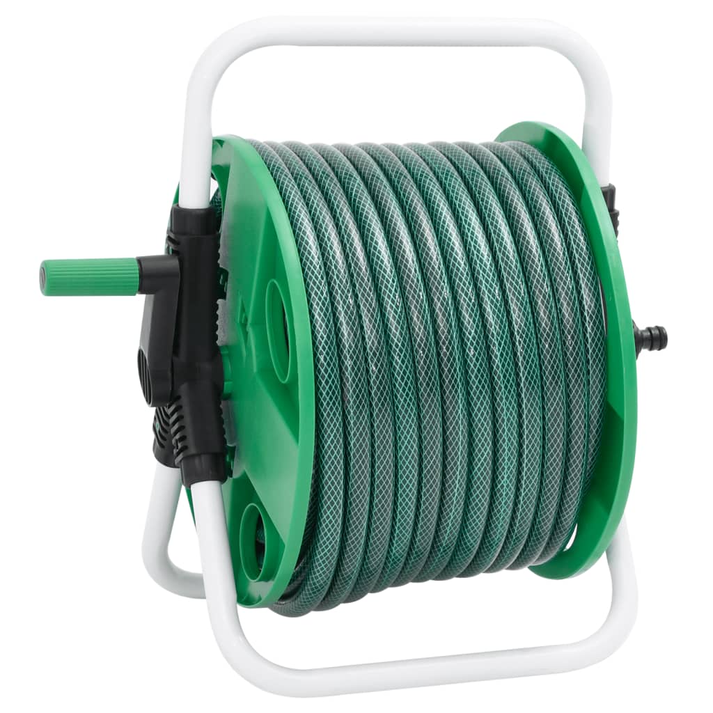 Freestanding Hose Reel in Green with 20 m PVC Hose
