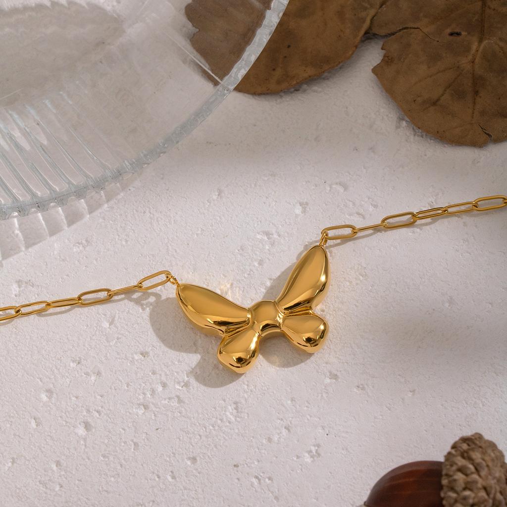 Yori Trendy Stainless Steel Butterfly Pendant Necklace Fashion Chic Sexy Jewelry Waterproof Wholesale Gift for Women New