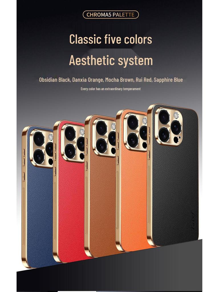 Electroplated Lychee Pattern Case for iPhone 14, 15, 16 Pro, and 17 - Precision Fit, Stylish Design