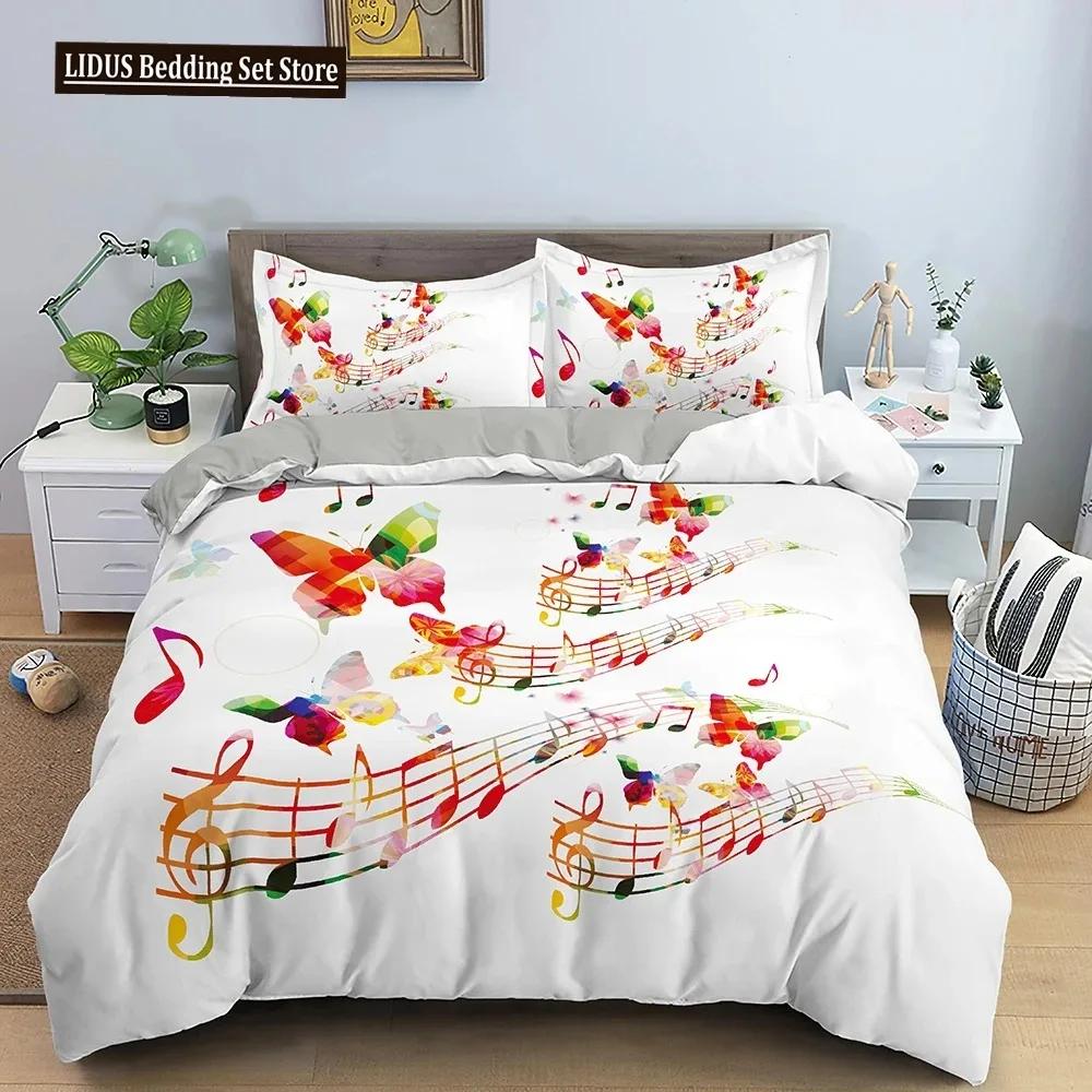 Music Notes Bedding Set Duvet Cover Set Piano Keys Keyboard Bed Set Classic Music Melody Comforter Cover For Kids Boys Girls