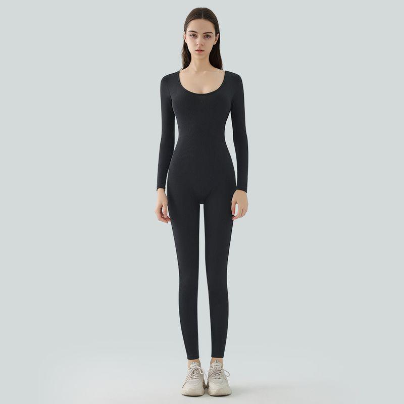 

Модный комбинезон Спортивный комбинезон С длинным рукавом Одежда для йоги Одежда для тренировок Женский комбинезон Осень и Зима Американская сексуальная одежда Black S (Bust size 86-90cm)