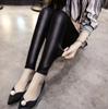 Women's Autumn/Winter Faux Leather & Velvet Warm Skinny Pants, Plus-Size, Elastic, Nine-Point Length