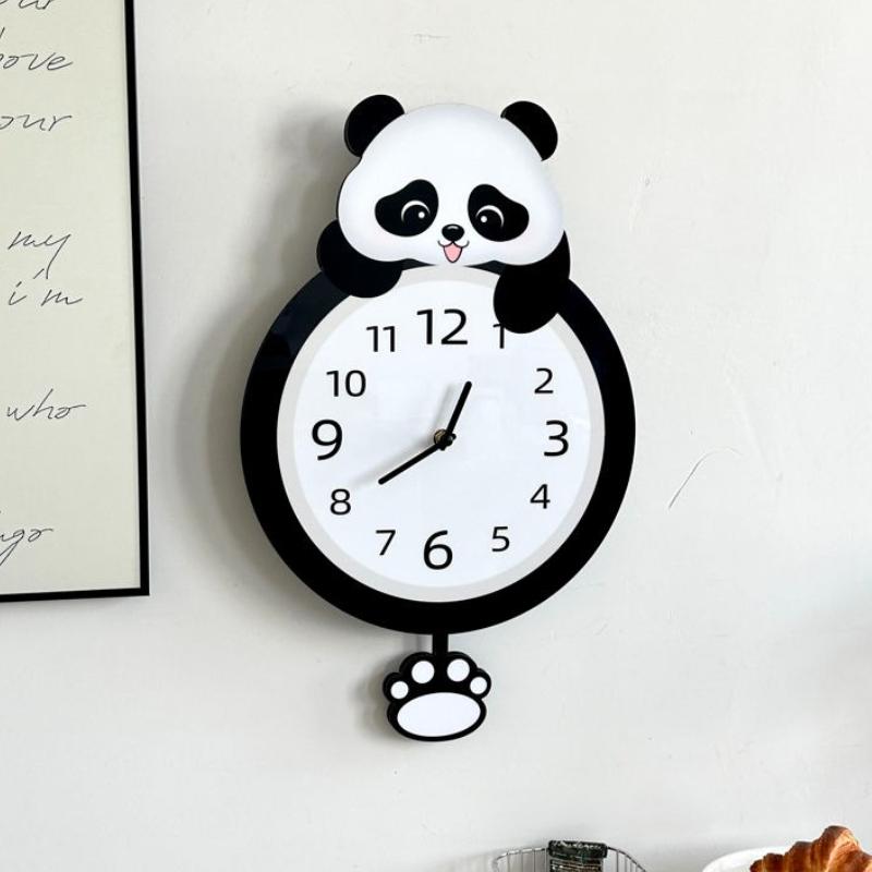 Panda Swing Wall Clock, A New Type of Simple, Creative and Silent Clock Decoration for Home Living Room Wall Mounting