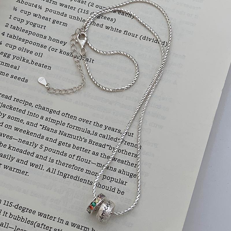 Rainbow Ring Transfer Bead Necklace Retro Trend Colored Diamond Personalized Women'S Girlfriend Collarbone Chain