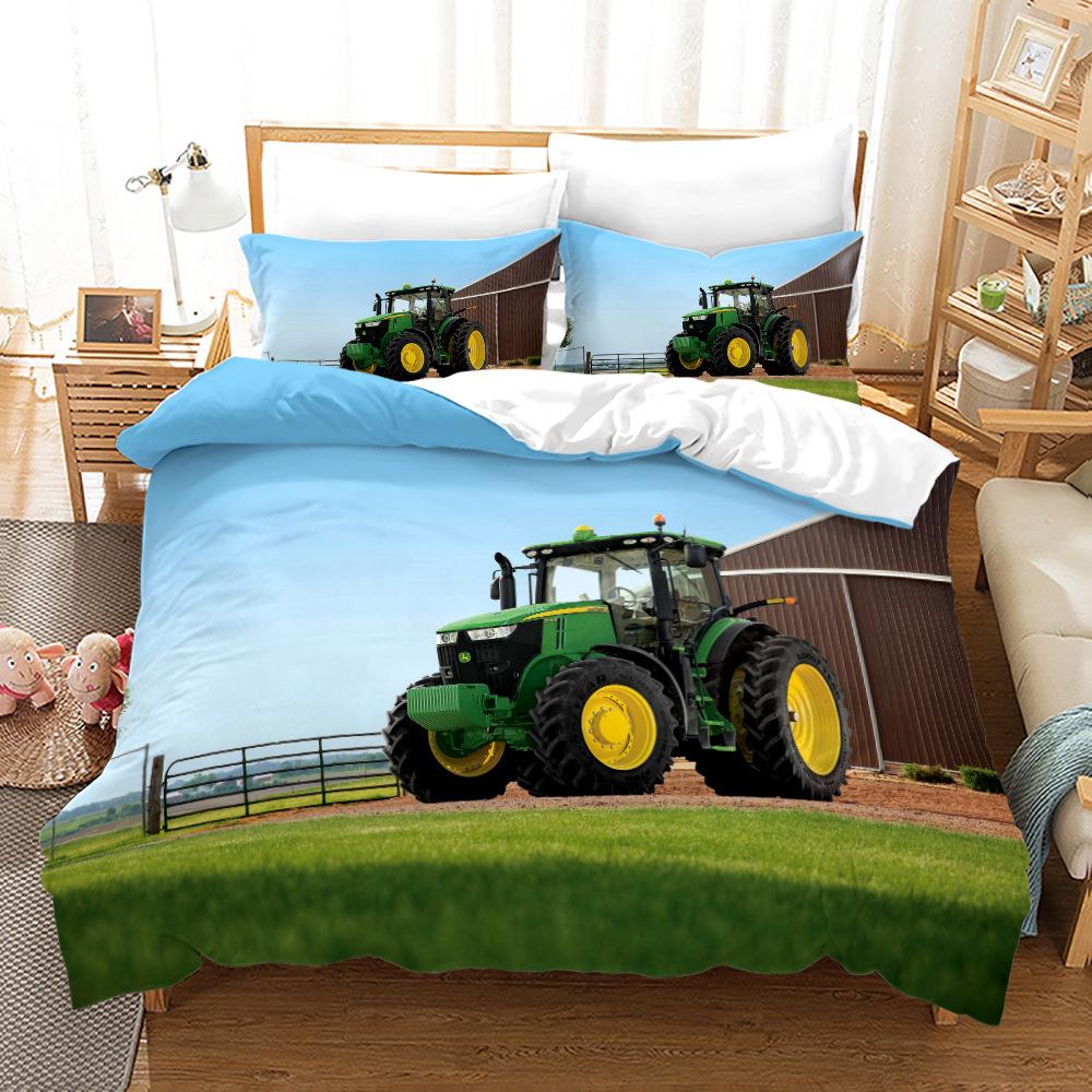 Bedding Three-Piece Set 3D Digital Printing Cool Tractor Series Bedding Three-Piece Set