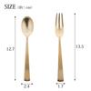 Blanche Associé Cutlery Set DAN Teaspoon & Cake Fork Gold with Vase-Shaped Fork and Curved Spoon, Boxed, Gift, Made in Japan, Z360