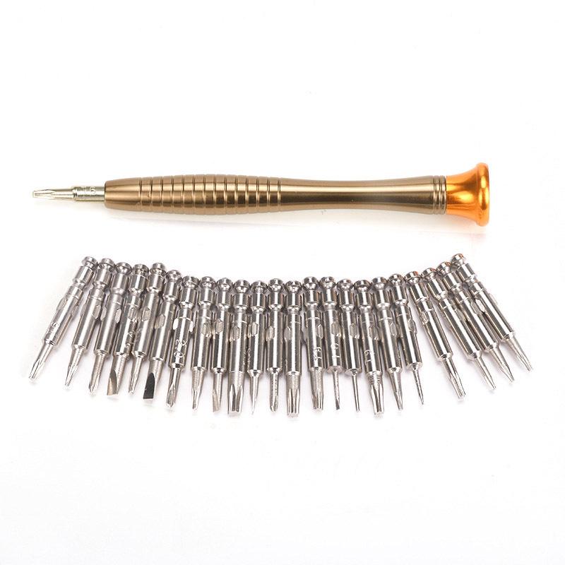 25-in-1 Portable Combination Screwdriver Set with Leather Pouch for Mobile Phone and Computer Repair