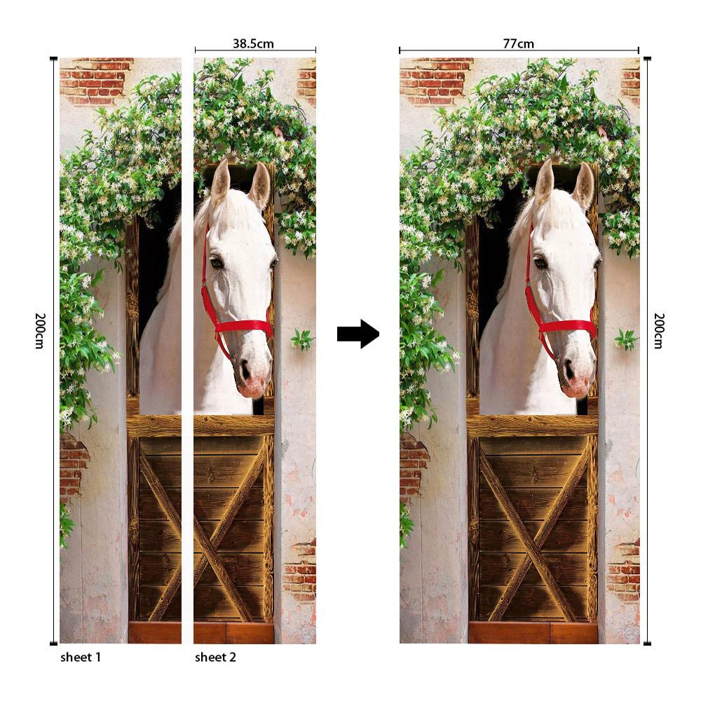 Meiji Creative Environmental Protection Stallion 3D Door Sticker Renovation Self-Adhesive Bedroom Wall Sticker Direct Sales Door Frame