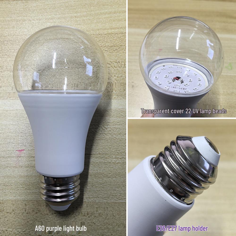 9W UV Purple Light Bulb (385-400nm) - Aluminum Screw Base for Halloween & Haunted House Decoration