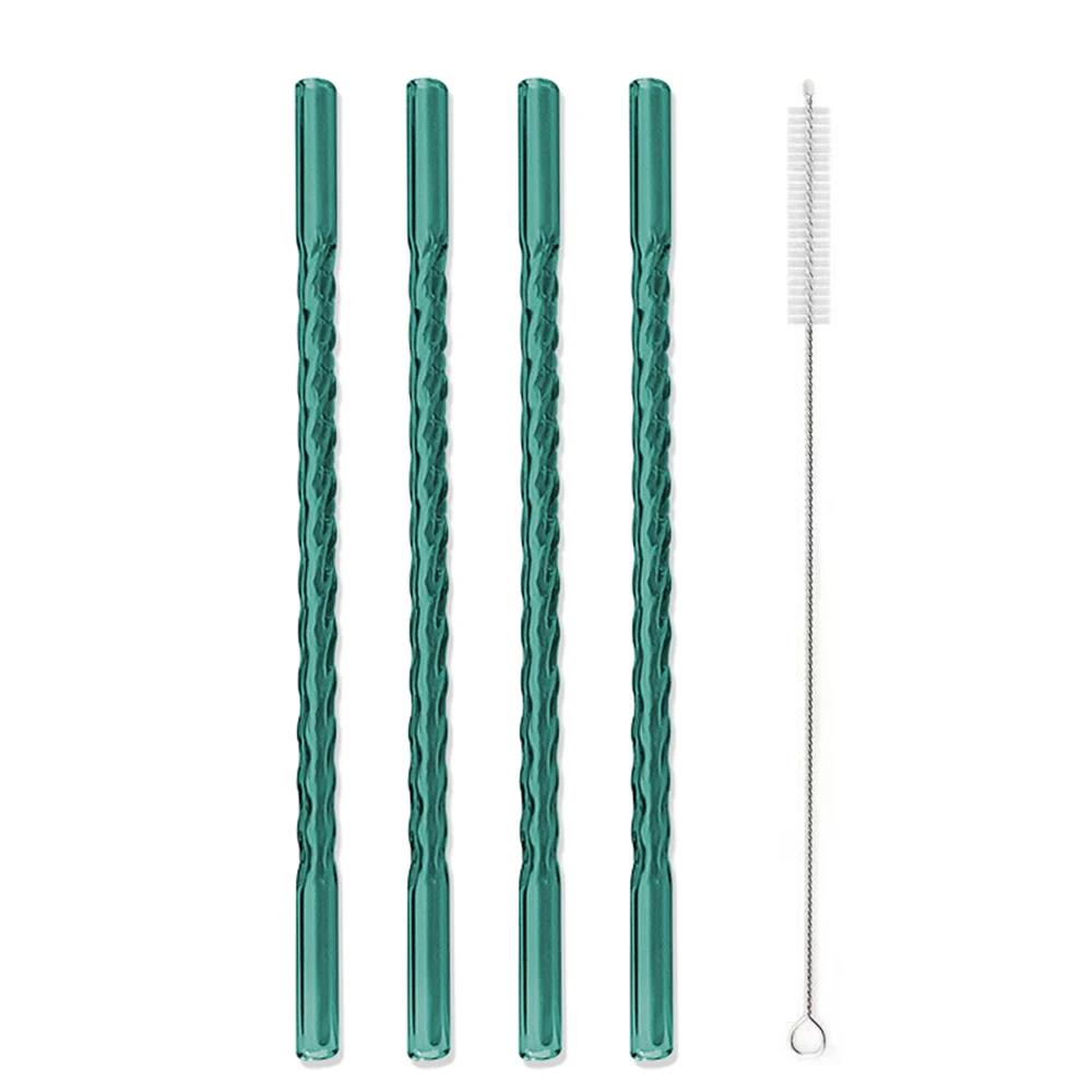 Colorful High Borosilicate Glass Straw Eco Friendly Drinking Straw 4Pcs Reusable Glass Straw Cocktail Smoothie Bar Accessories 5