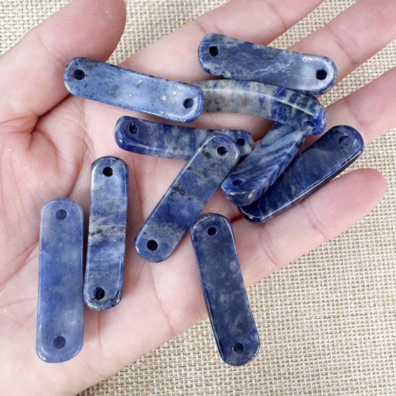 Natural Amethyst & Rose Quartz Bent Tube Connector for DIY Bracelets