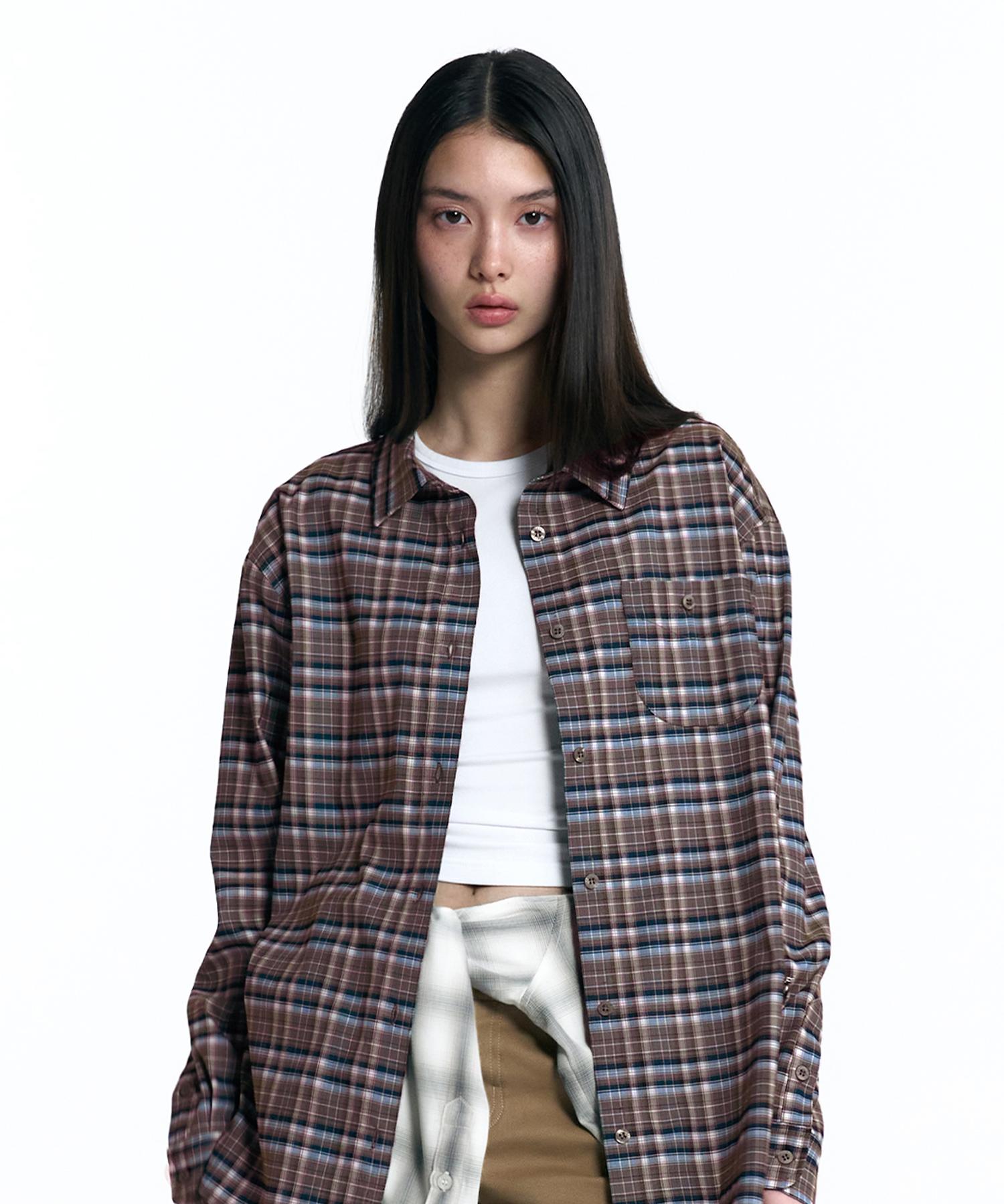 Kirsh Cheek Check Loose Fit Check Shirt [Sky] 1