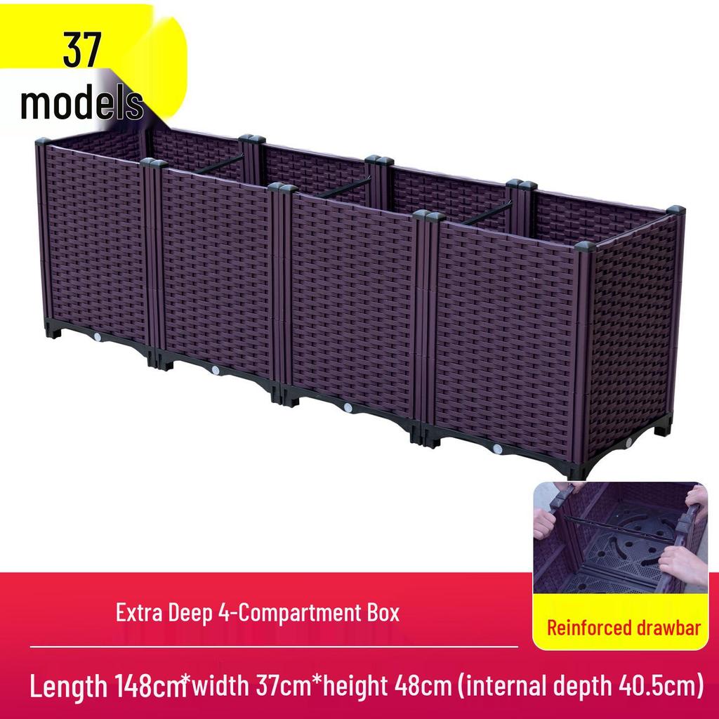 Outdoor Flower & Vegetable Planter: Large Rectangular Plastic Box for Balcony & Rooftop Gardening