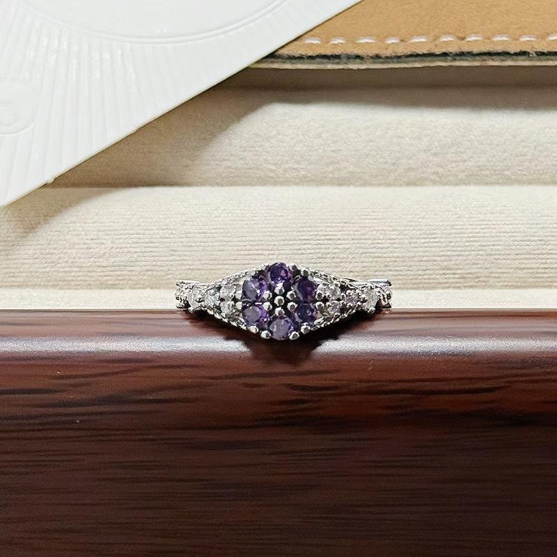 Butterfly Flower Enamel Super Flash Fashion Zir*****Pen Ring Women'S Exquisite Light Luxury Niche High-End Feeling Stacked Ring