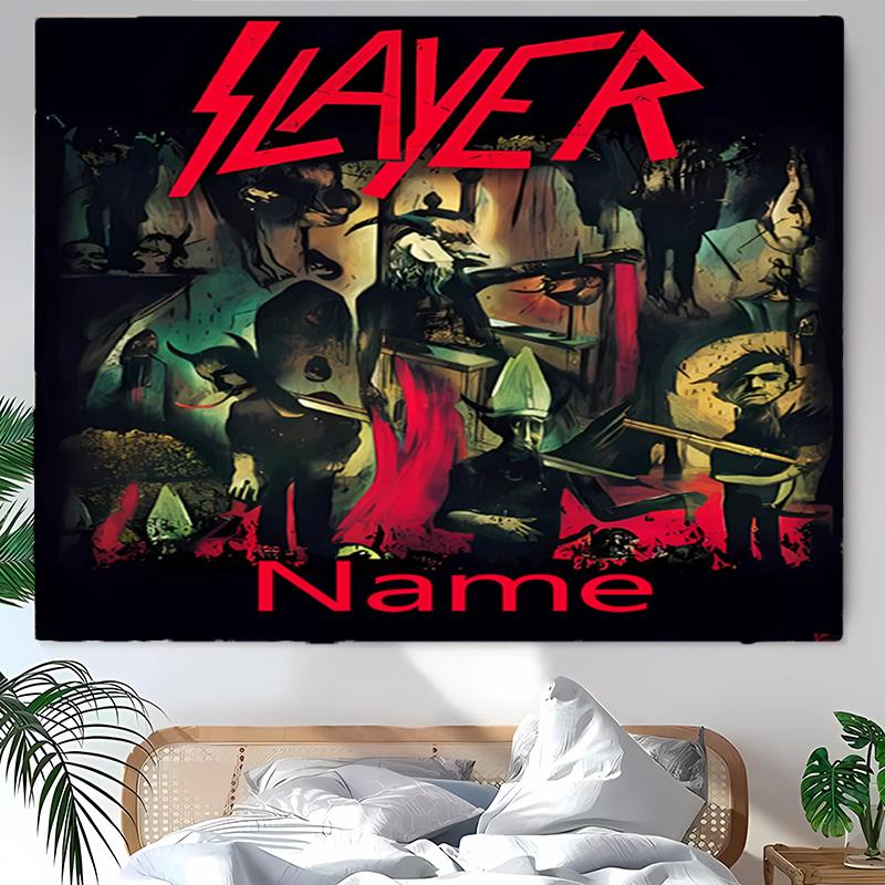 Personalized Slayer logo Background Tapestry,Custom Name Birthday Party,Multifunctional Wall Decoration for Home Decor,Various Occasions