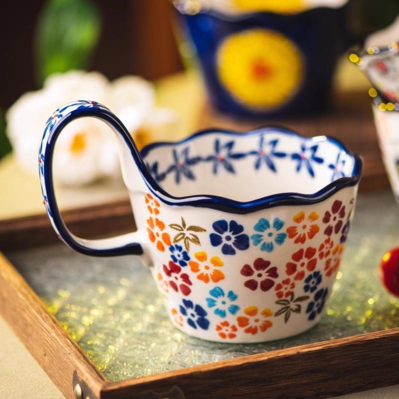 Suppenschalen mit Henkeln, Keramik Teller und Schüssel Sets mit Tasse, Löffel, Polnische Keramik Tasse für Frühstück, Snacks, Dessert, Spülmaschinen- und Mikrowellengeeignet