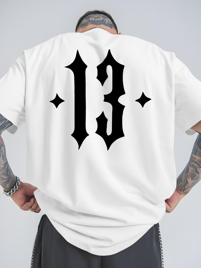 Men's Women Number 13 T Shirt Polyester Tee Streetwear Oversize Summer Novelty Creativity Fashion Loose Top Short Sleeve Breathable