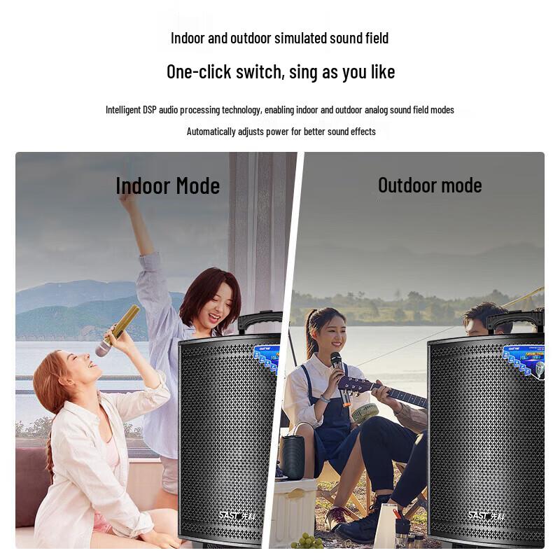 SAST High-Power Outdoor Karaoke Trolley Speaker CN plug (adapter included)