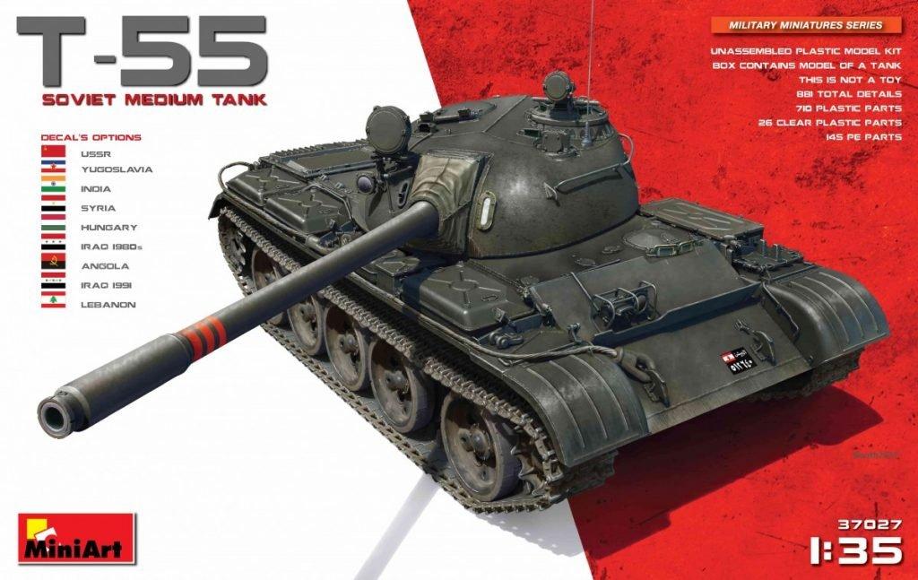 Miniart Sovětský střední tank Plastikový model MA37027 1/35 T-55