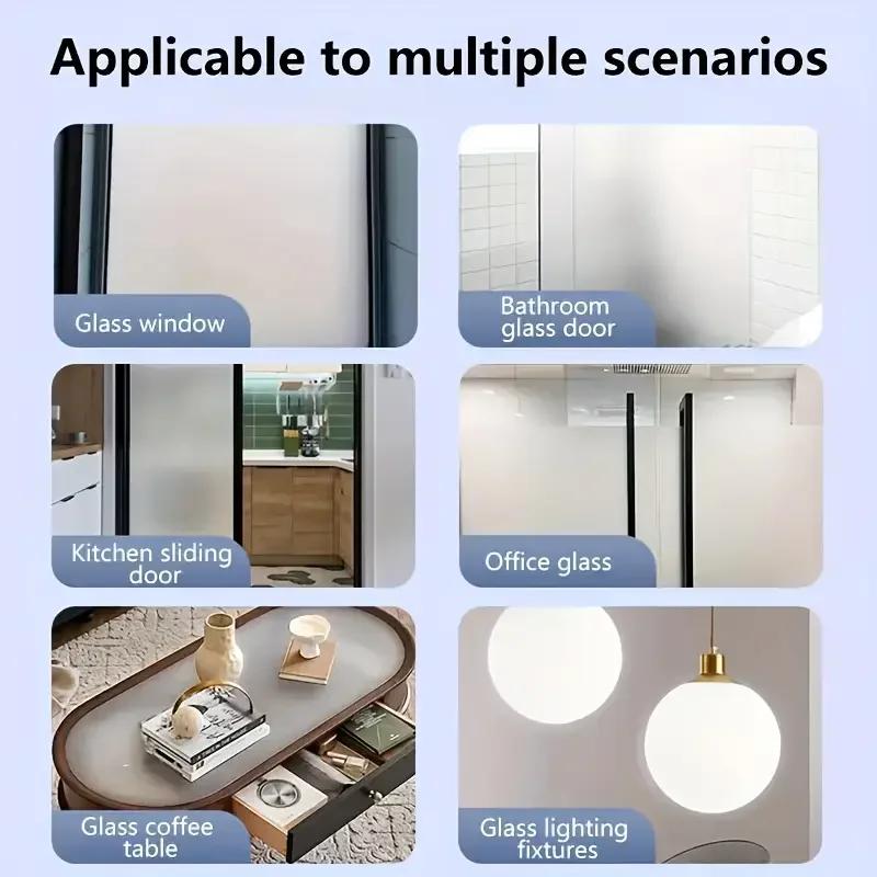 100g Frosted Glass Window Film - Privacy Window Decor, Non-Adhesive Surface, Easy Brush Application, Semi-Transparent Effect