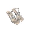 Royal Sister Fan~ 2025 New Niche Design Roman Temperament Elegant One-word High-heeled Open-toed Thin-heeled Cool Slippers